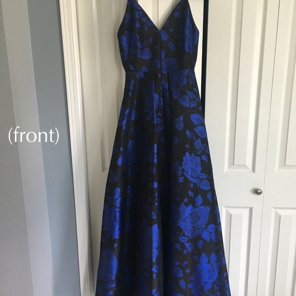 Calvin Klein Black & Blue Floral Formal Dress/Gown - Picture 2 of 4